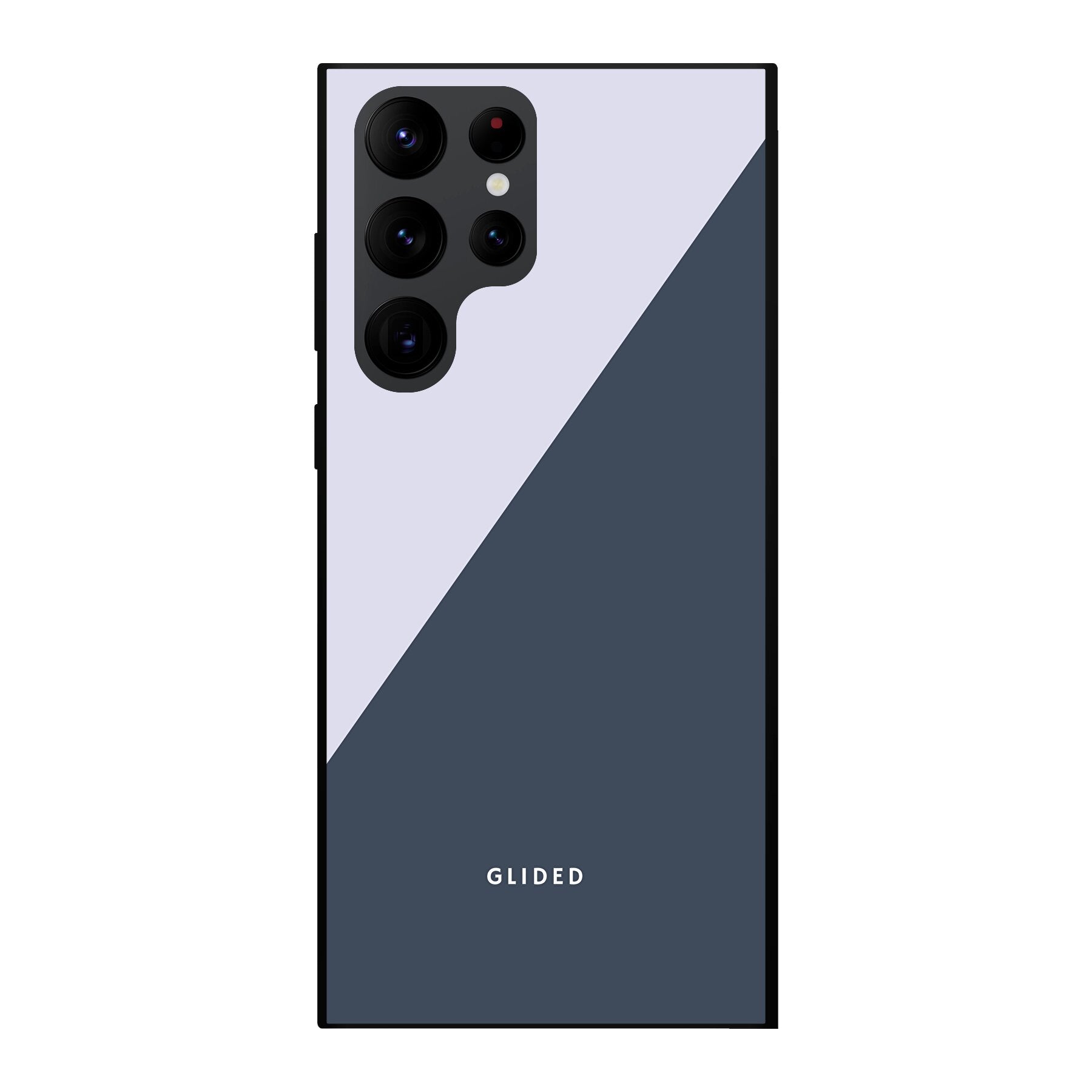 Edge Handyhülle für Samsung Galaxy S22 Ultra in Grau und Weiß, minimalistisches Design mit präzisen Aussparungen.